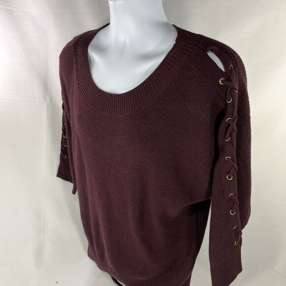SOHO NEW YORK AND COMPANY SWEATER TOP WOMENS MEDIUM RED 3/4 SLEEVE NWT NEW - Picture 3 of 13